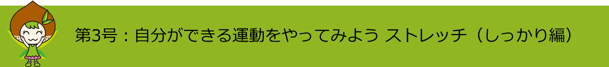 第3号自分ができる運動をやってみようストレッチ（しっかり編）